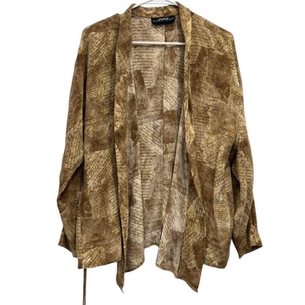Vintage Linda Allard for Ellen Tracy Silk Abstract Script Print Blouse Size 8